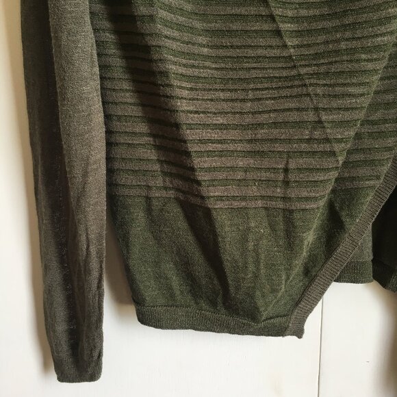 Aegean Olive Green Open Handkerchief Viscose Cardigan with Sheen - Picture 6 of 13